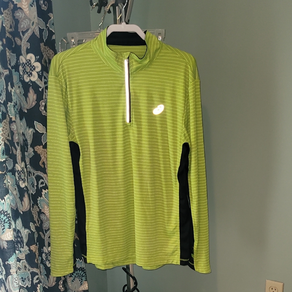 Asics Neon Green and Black Athletic Top